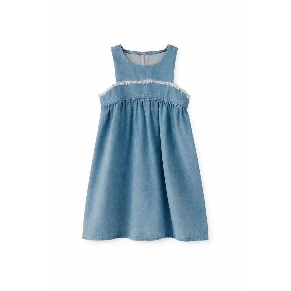 Sugar Lips Denim Babydoll Dress Chambray Blue Cottagecore Ruffle M